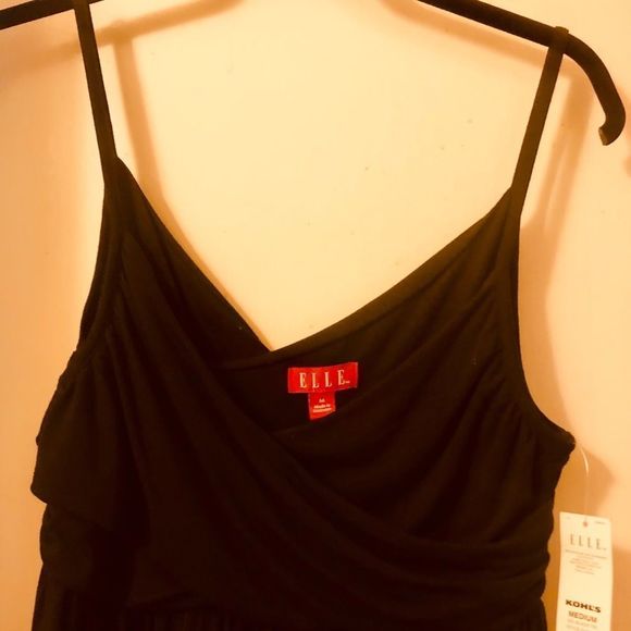 Elle Black Midi Summer Dress Spaghetti Straps Women Size Medium NWT - Picture 2 of 16